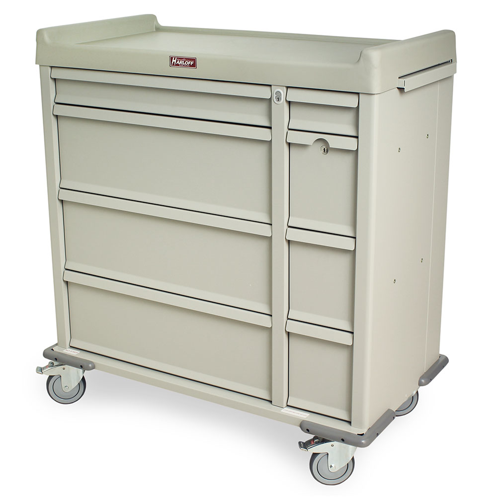 Punch card medication cart SL600PC in sand color with key lock
