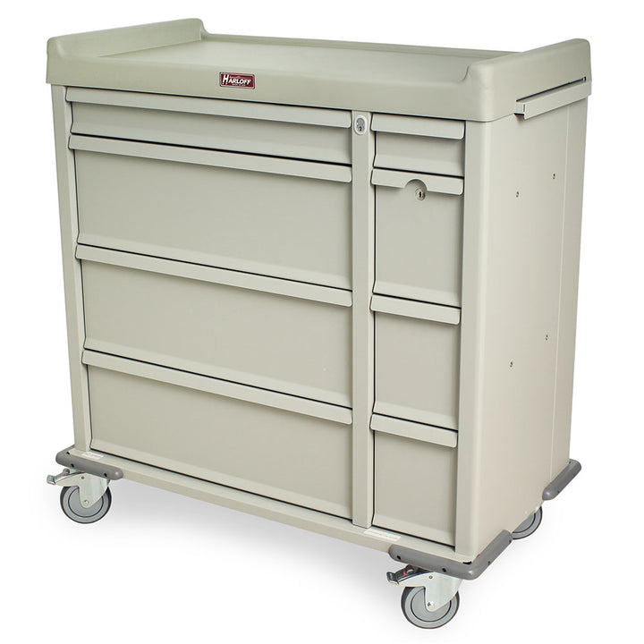 Punch card medication cart SL600PC in sand color with key lock