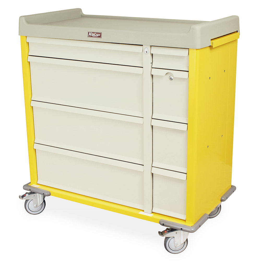 Yellow punch card medication cart SL600PC front left view