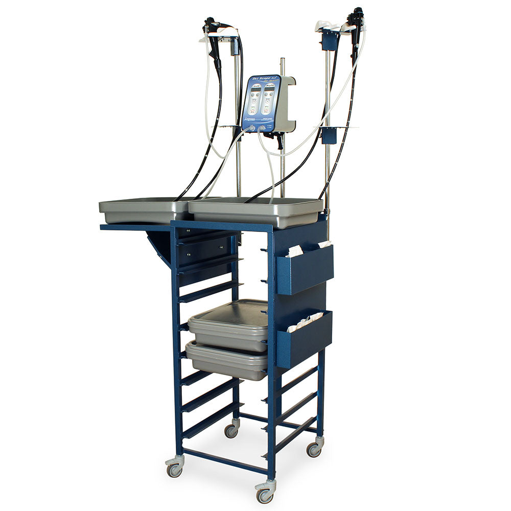 Jet Cart with two trays on extended drop shelf – blue finish