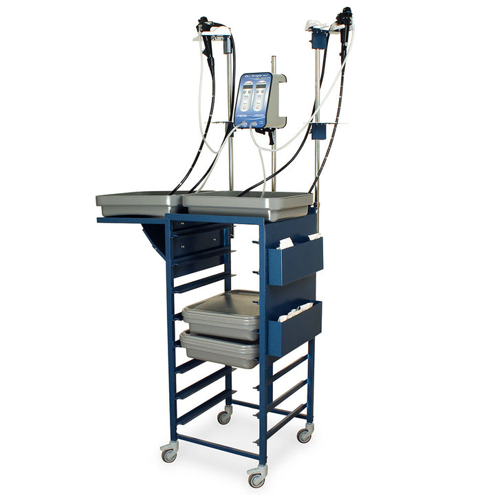 Jet Cart with two trays on extended drop shelf – blue finish