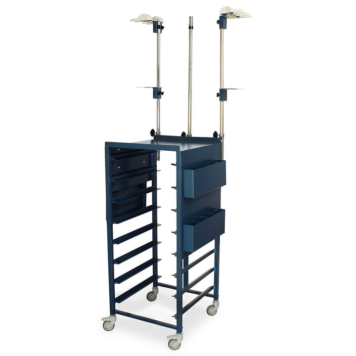 Jet Cart endoscope drying system with eight tray capacity and HEPA air tube mounts – front left view