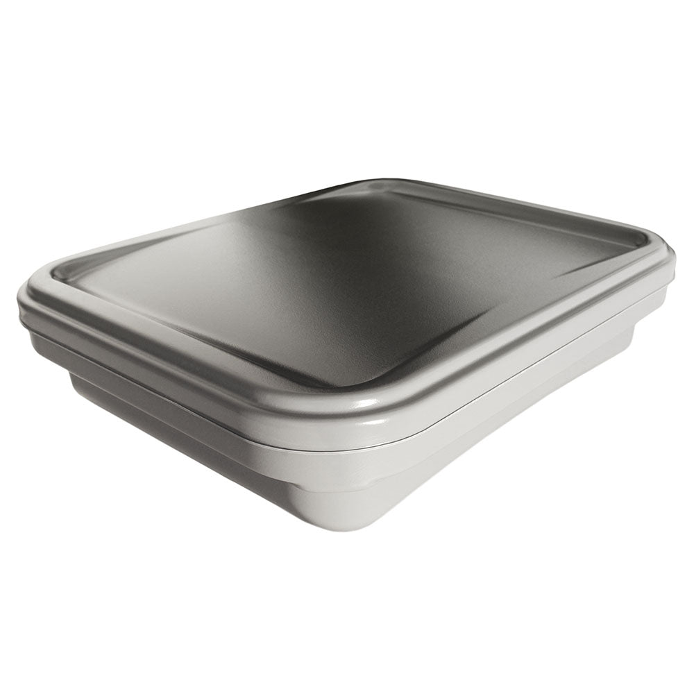 Gray tray with gray lid for secure endoscope transport
