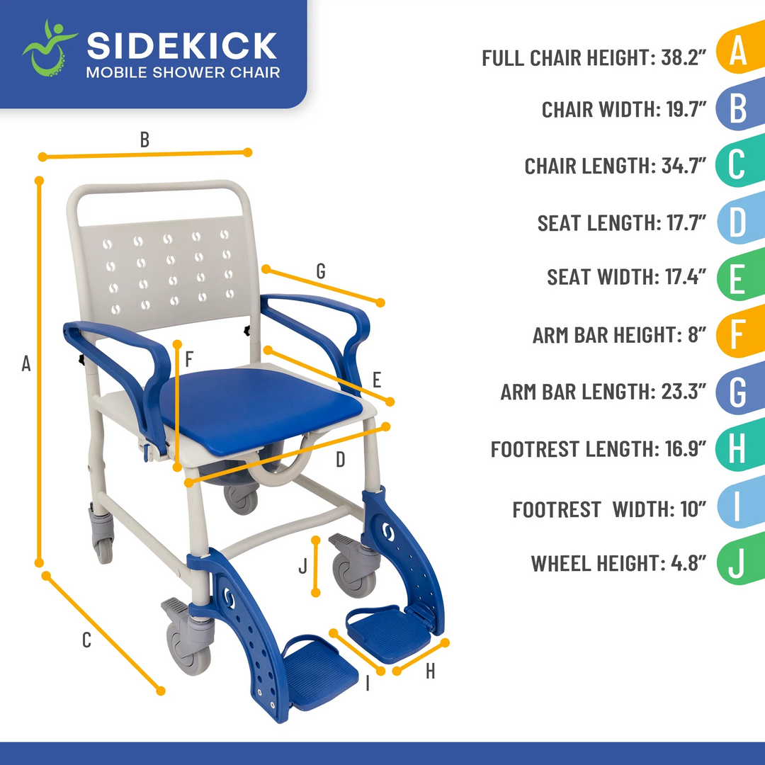 Sidekick shower chair adjustable footrest detail