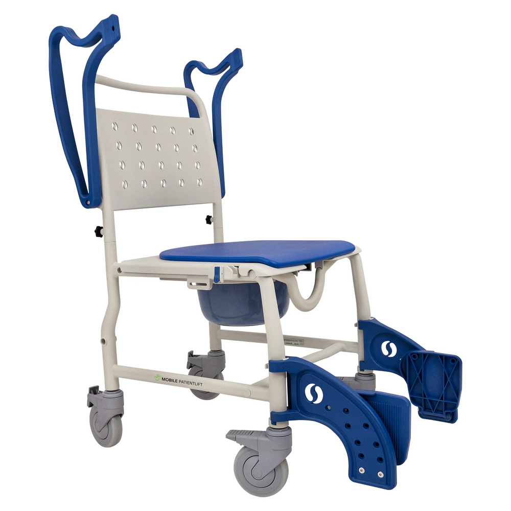 Sidekick shower chair with wheels and commode attachment