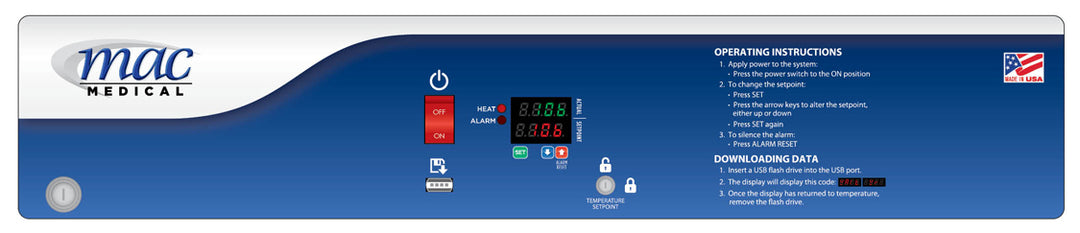 D-Series warming cabinet control panel with temperature and USB data logger