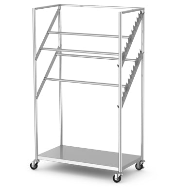 Sterile Wrap Cart with stainless steel welded construction, adjustable bars, and 3-inch casters