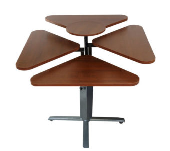 TCA4 square table with individually height-adjustable sections and central rotating tray for ergonomic accessibility