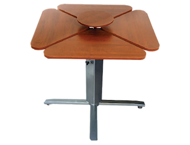 Ergonomic Adjustable Height Square Table TCA4 with 4-section top and steel frame for collaborative care environments  