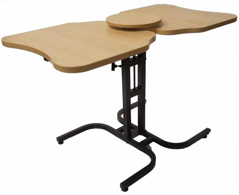 Height-Adjustable Rectangular Table TDR2 with ergonomic dual seating and steel frame for senior care facilities  
