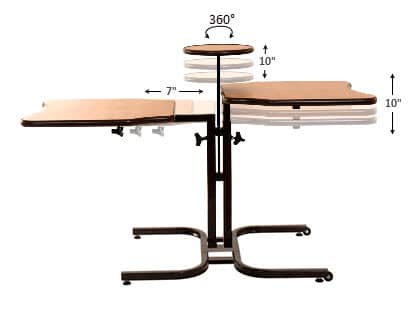 TDR2 2-seat adjustable height table with rotating tray and caregiver-friendly ergonomic design for long-term care use
