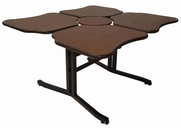 Ergonomic Height-Adjustable 4-Seat Table TDR4 with individual surface controls and steel frame for care facilities  
