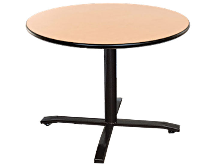 Fixed-Height Round Table TFR with 4-seat capacity, rounded edge laminate top and durable steel frame for communal settings