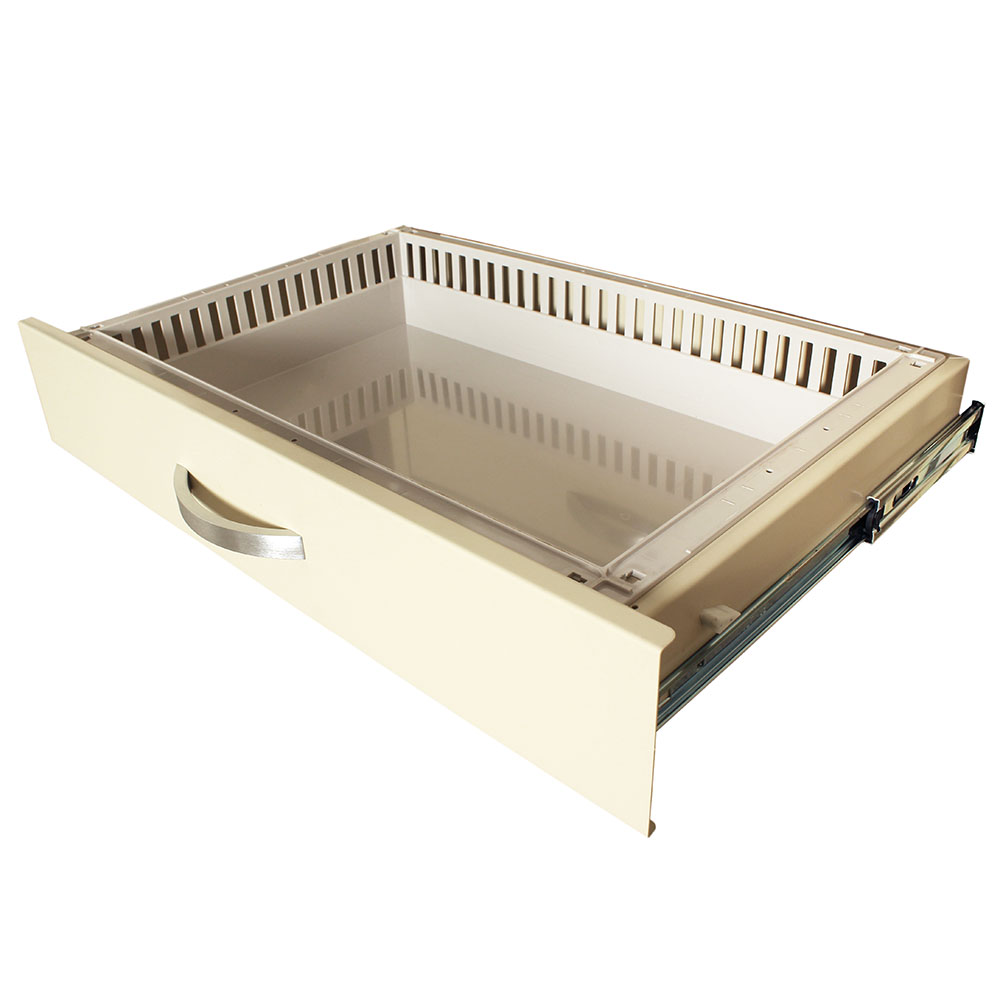 T-Series TPS3028EC5 beige cart showing 4-inch removable drawer with trays