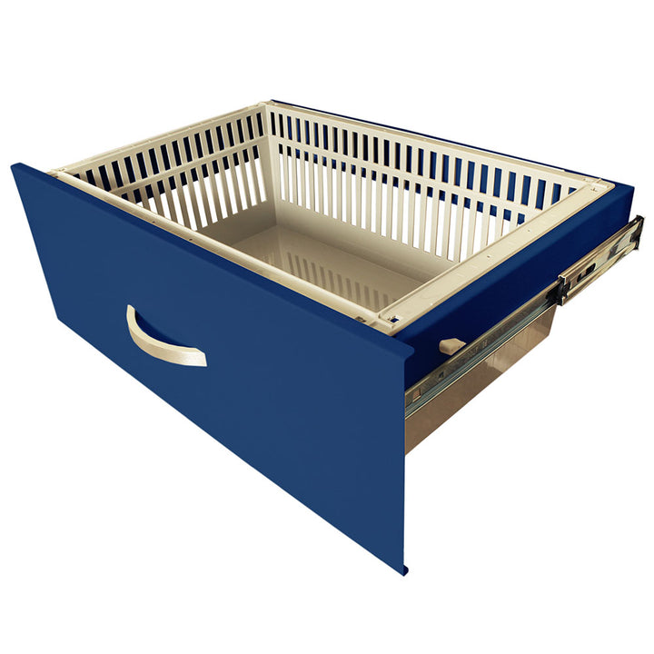 T-Series TPS3028EC6 navy cart showing 8-inch removable drawer with trays