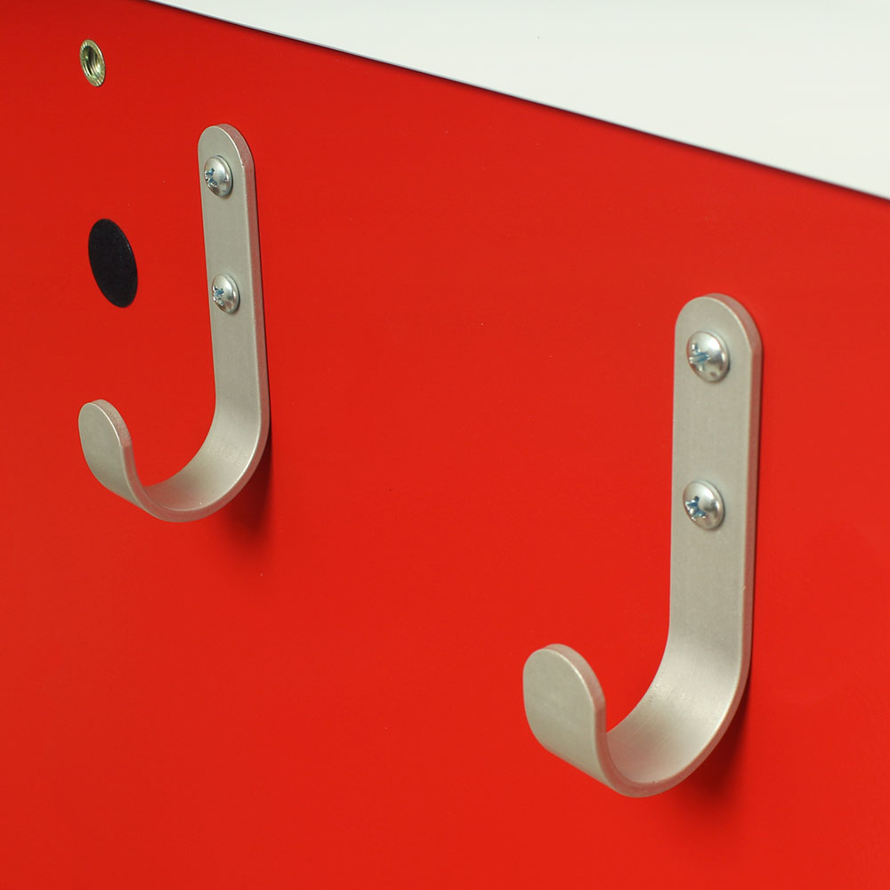 utility hooks mounted on side of harloff medical cart