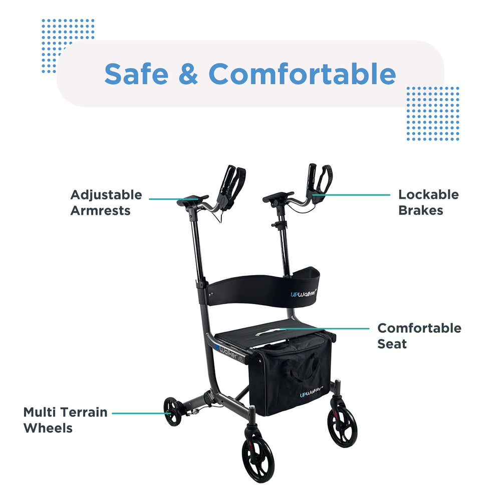 UPWalker EZ Lite upright walker side view ergonomic armrests