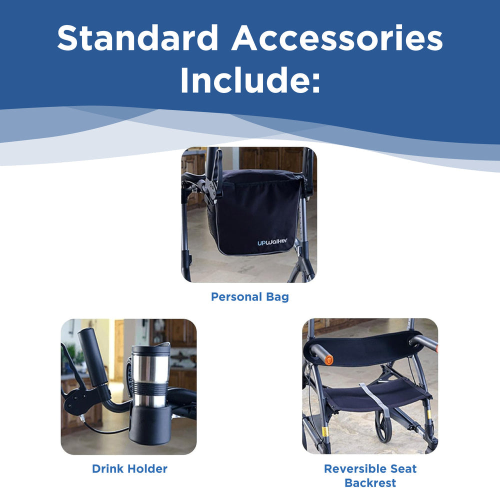 UPWalker EZ Lite upright walker rear view with backrest