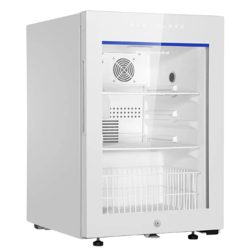Haier HYC-85 glass door vaccine pharmacy refrigerator front view