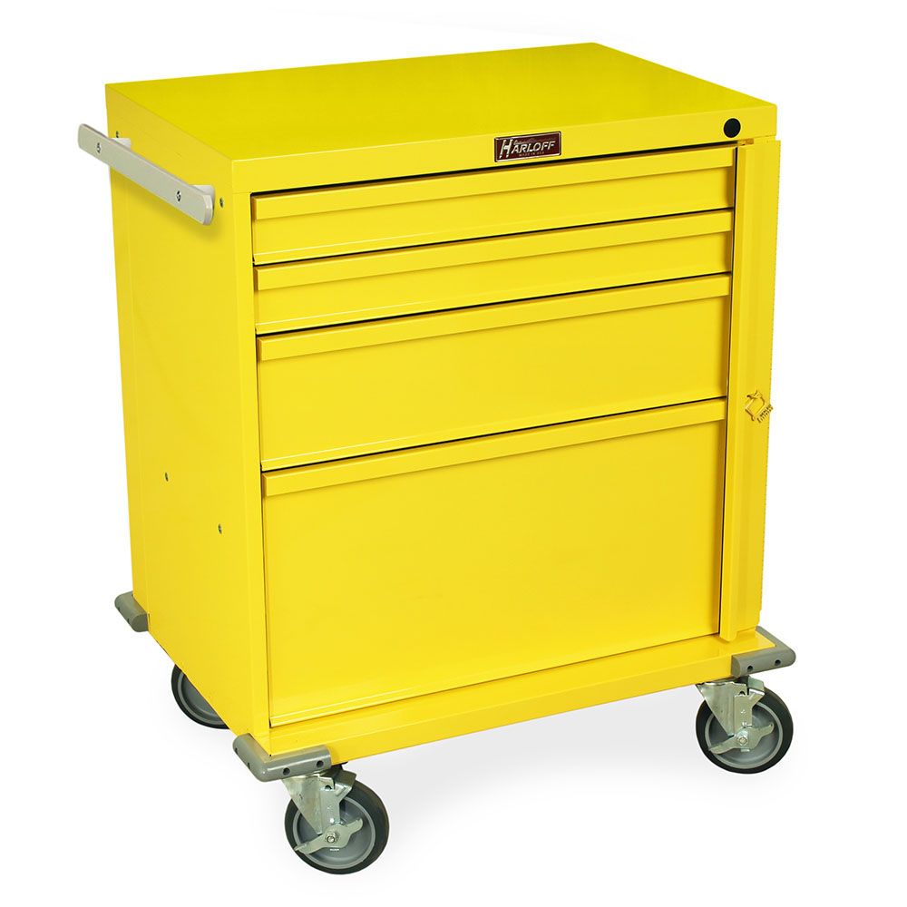 V24-4B-YELLOW emergency cart four drawers breakaway lock