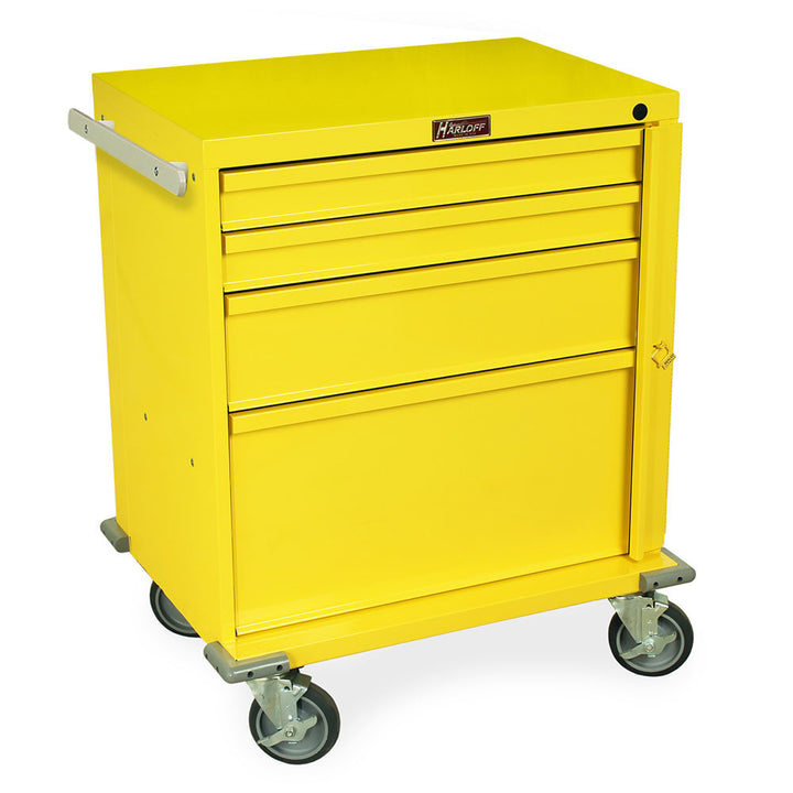 V24-4B-YELLOW emergency cart four drawers breakaway lock