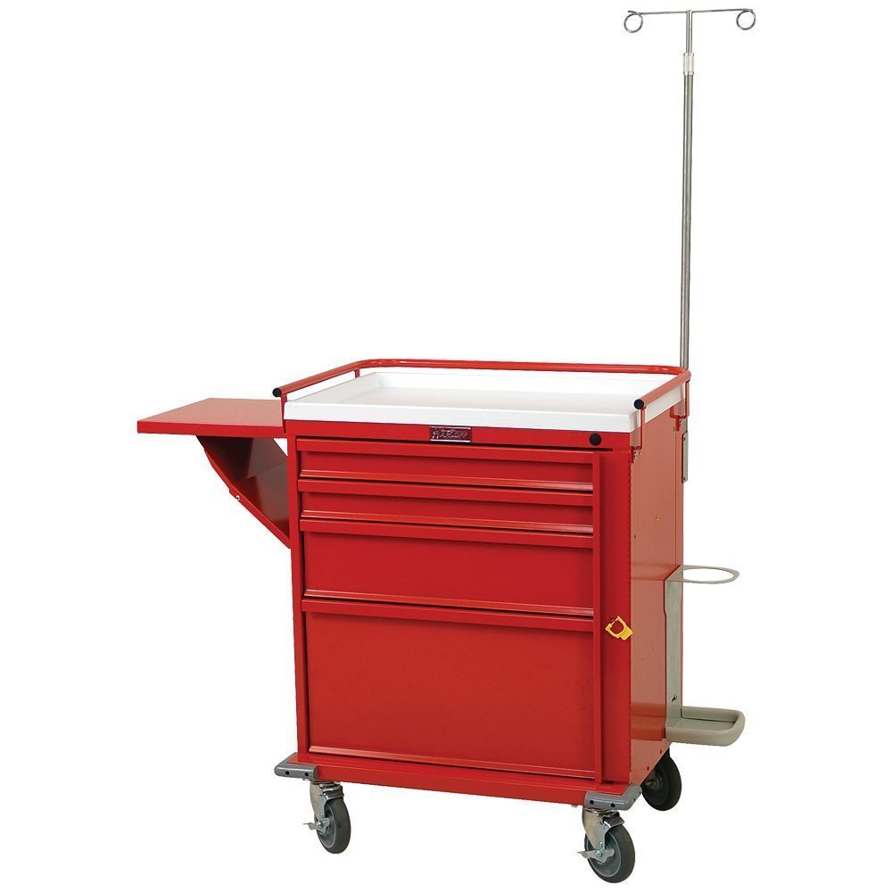 V24-4EMG2 V-Series emergency crash cart with plastic top and accessories