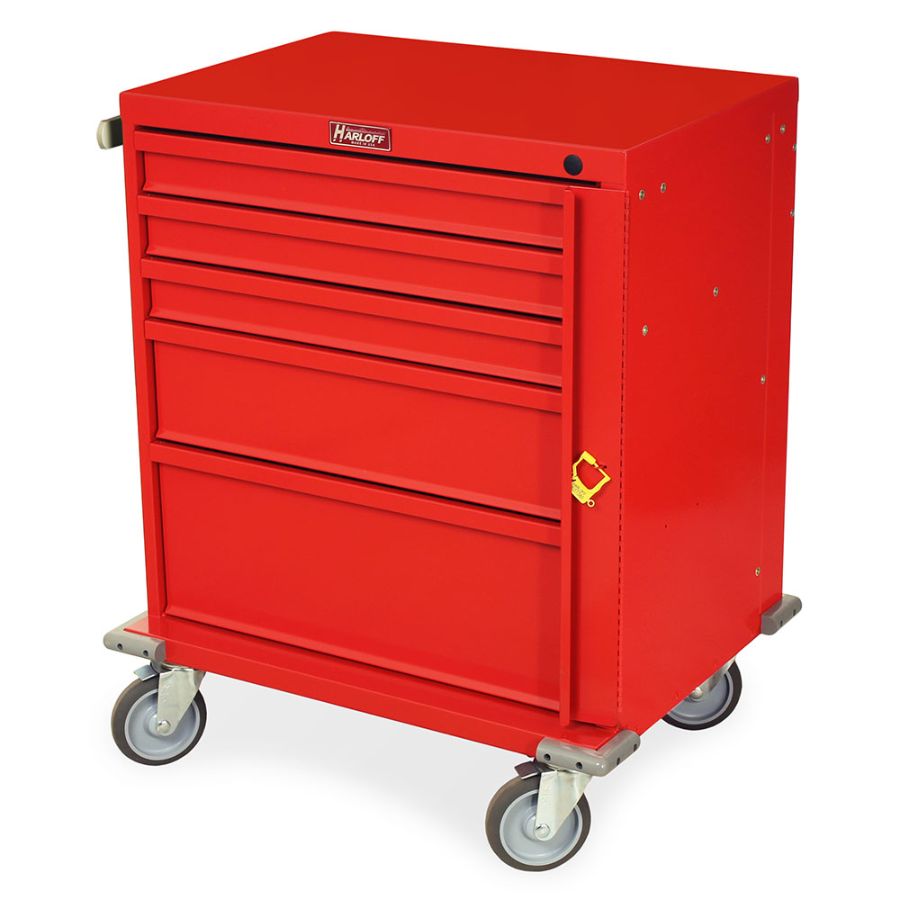 V24-5B V-Series emergency crash cart with breakaway lock and five drawers