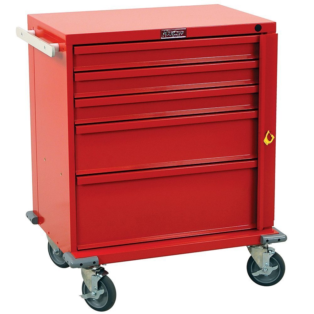 V24-5B V-Series emergency crash cart with breakaway lock and five drawers