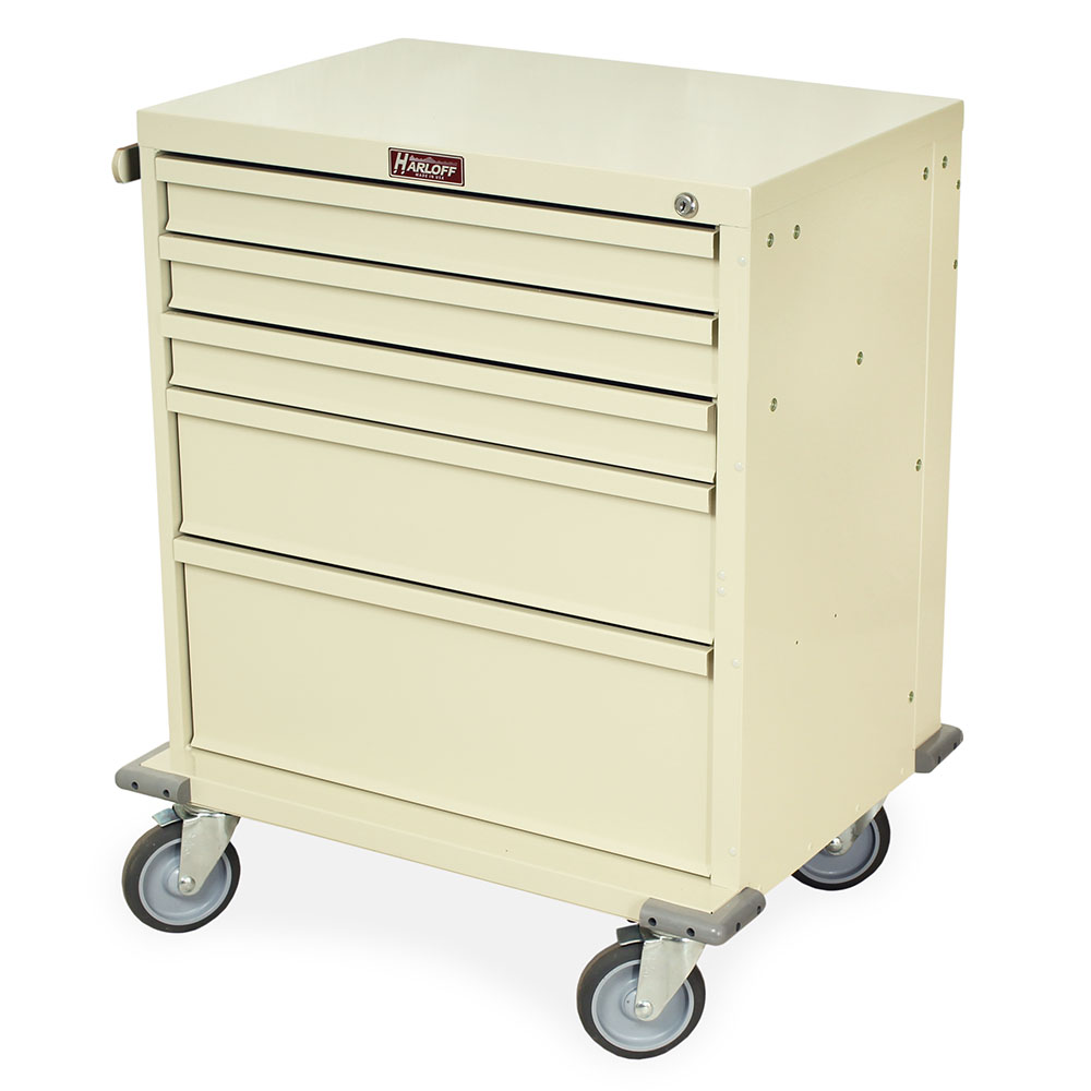 V24-5K beige V-Series procedure cart with five drawers and key lock