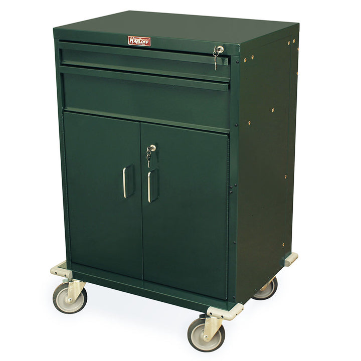 V30-2K tall procedure cart with drawers and locking compartment dark green