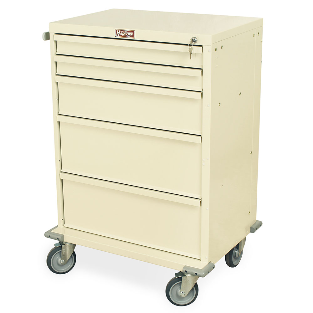 V30-5K procedure cart beige finish with five drawers and key lock