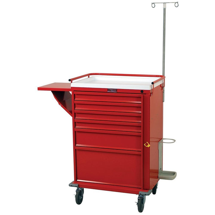 Harloff 6 drawer emergency cart with cardiac board and oxygen tank holder