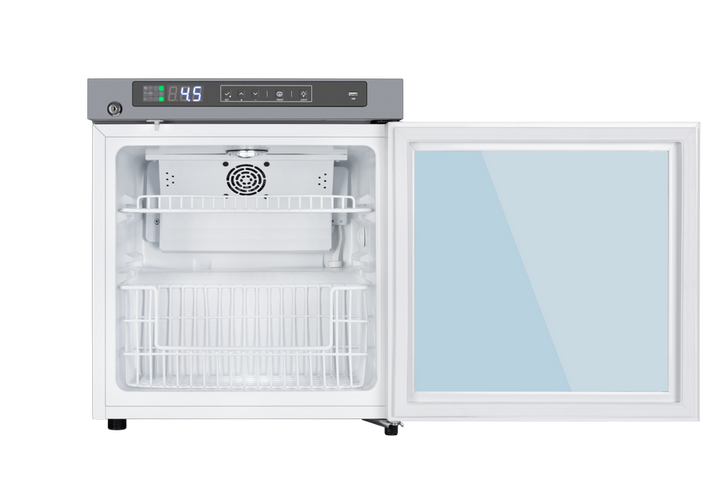 Pharmacold VAX-42 vaccine refrigerator interior with adjustable shelf and basket