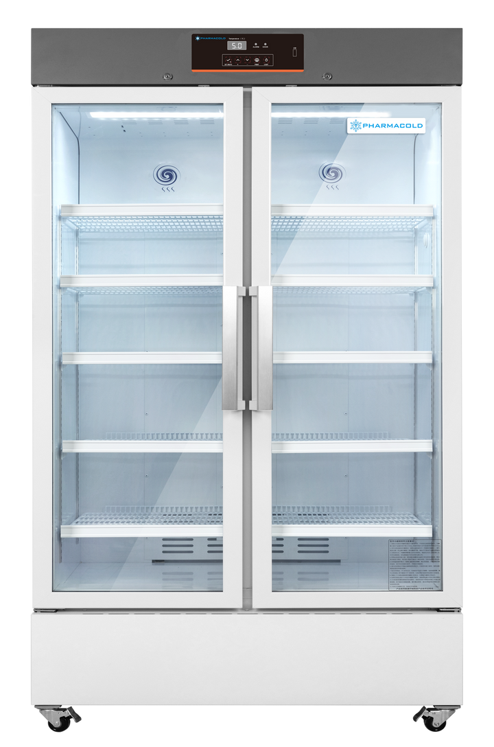 Pharmacold VAX-1006 double door glass vaccine pharmacy refrigerator 1006L closed view