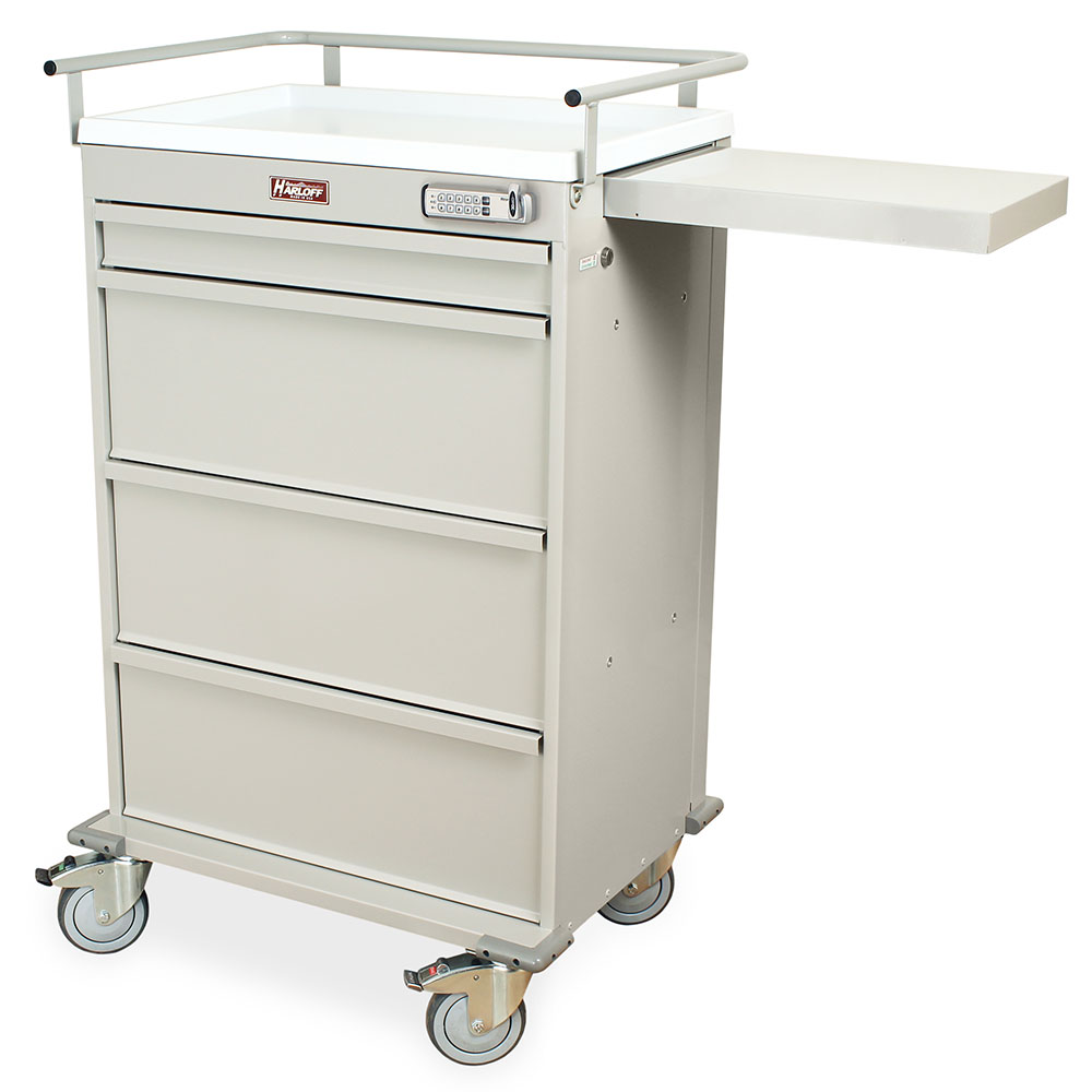 Value MOT cart with pull-out shelf, electronic keypad lock, and narcotics drawer