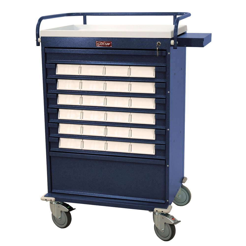 VLT24BIN5 Value Med-Bin Cart with drawers open showing medication bins