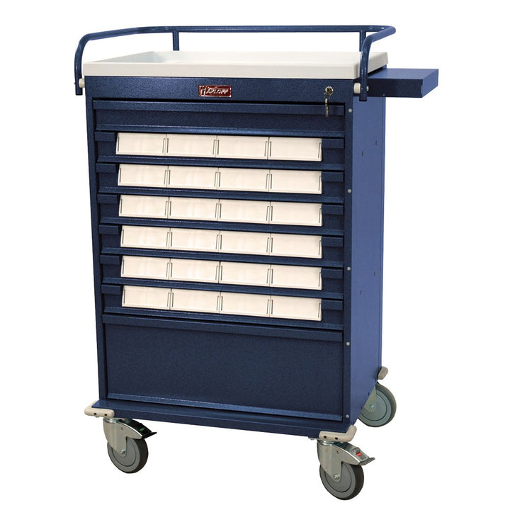 VLT24BIN5 Value Med-Bin Cart with drawers open showing medication bins