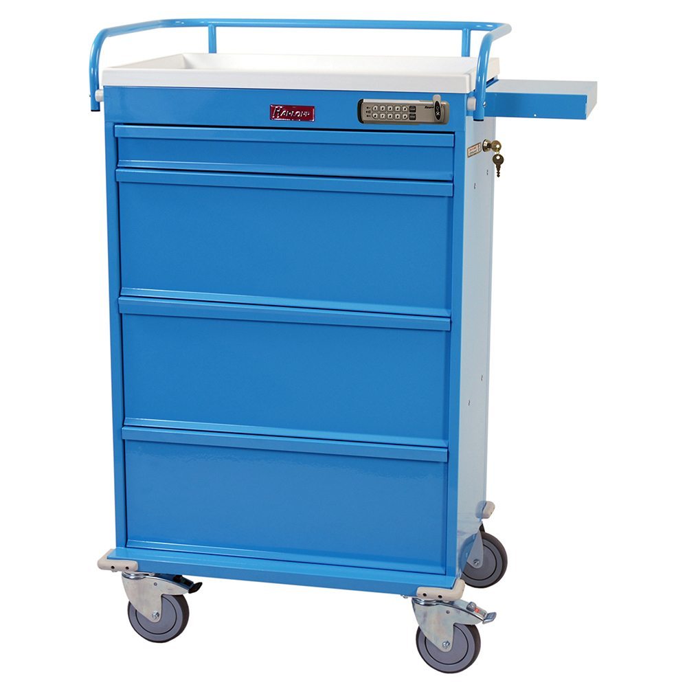 Value Punch Card Medication Cart with E-Lock Open Drawers Showing Punch Card Storage