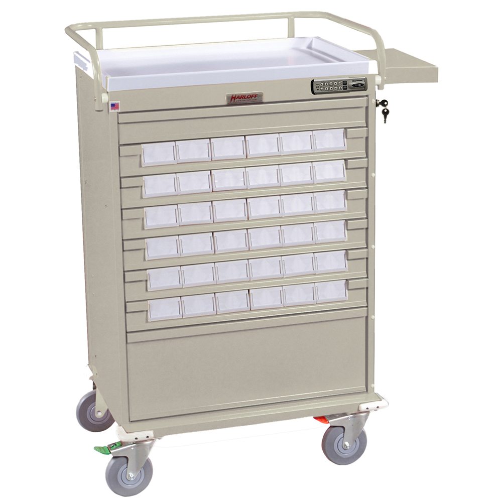 VLT36EBIN3 Value Med-Bin Cart with drawers open showing medication bins