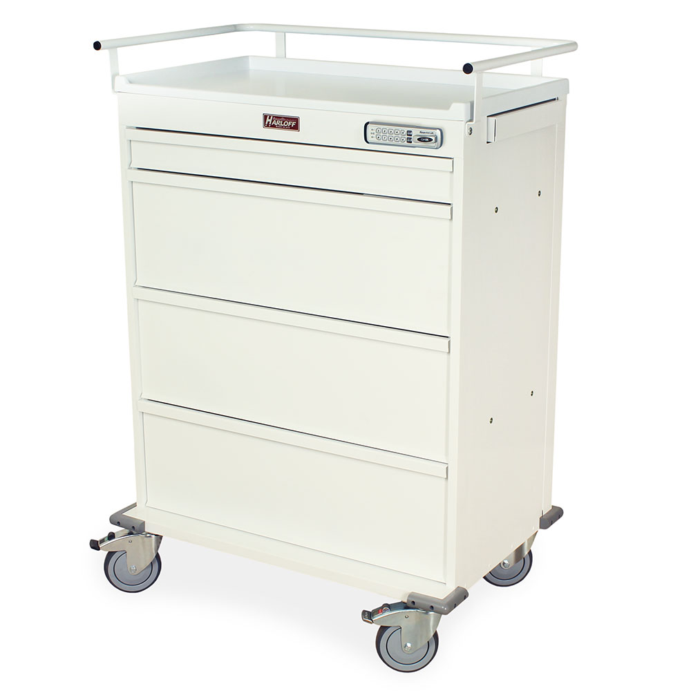 Harloff Medication Cart with Electronic Pushbutton Lock, 600 Punch Card Capacity