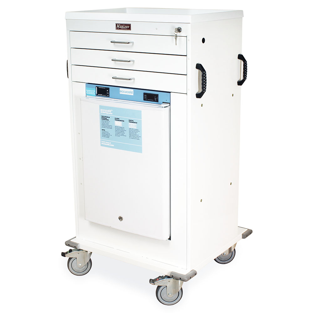White Mobile Vaccine Refrigerator Cart with medical-grade refrigerator