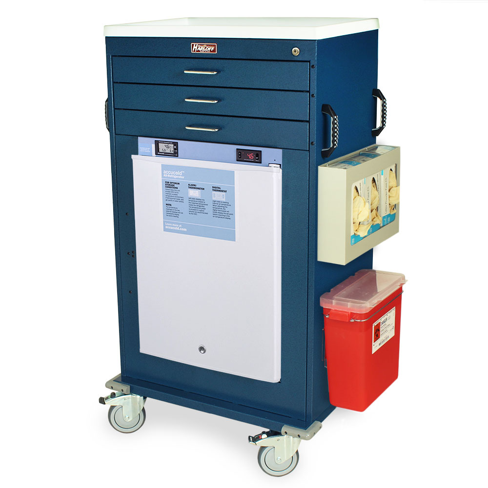 Mobile Vaccine Refrigerator Cart with accessories for vaccination setup