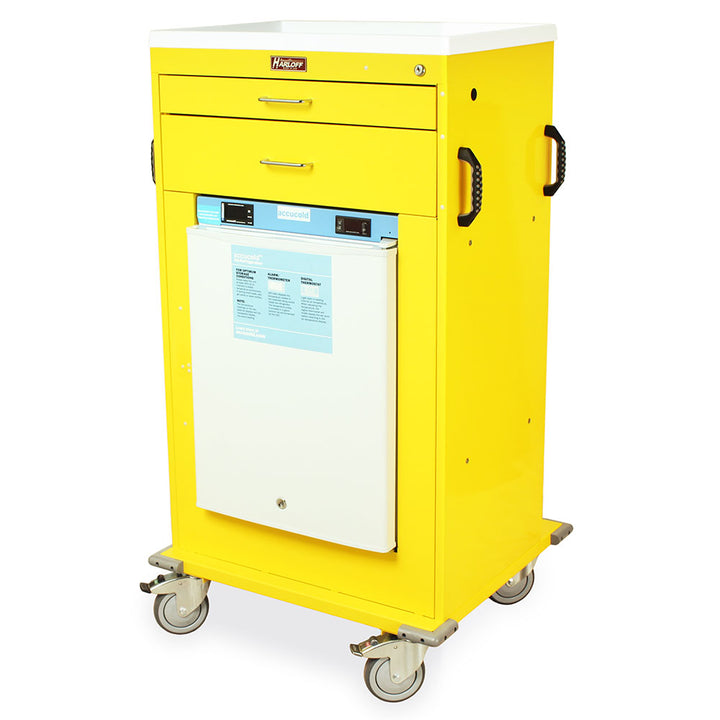 Yellow Mobile Refrigerated Vaccine Cart with medical-grade refrigerator