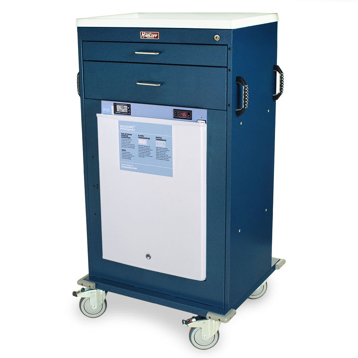 Mobile Refrigerated Vaccine Cart two drawer key lock model front view