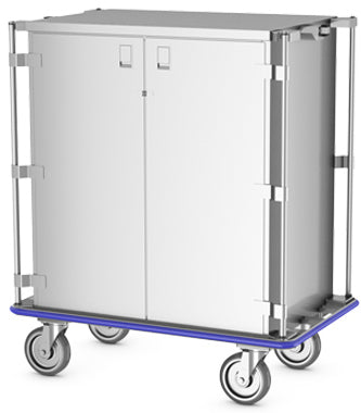 Vertical handle medical case cart MMCV107 with ergonomic corner handles and bumper