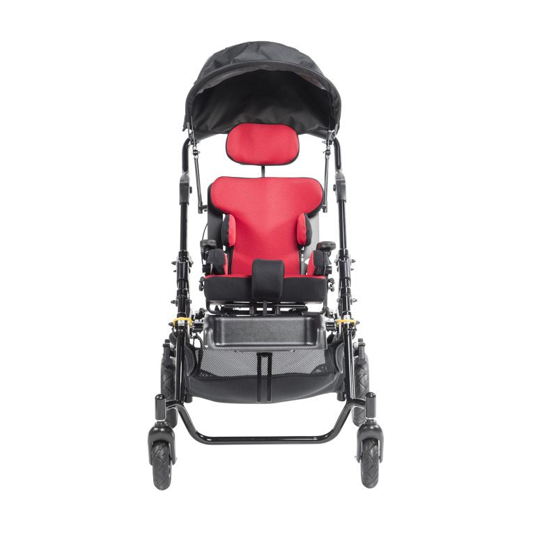Folded Miko mobility stroller showing compact size and travel-friendly design.