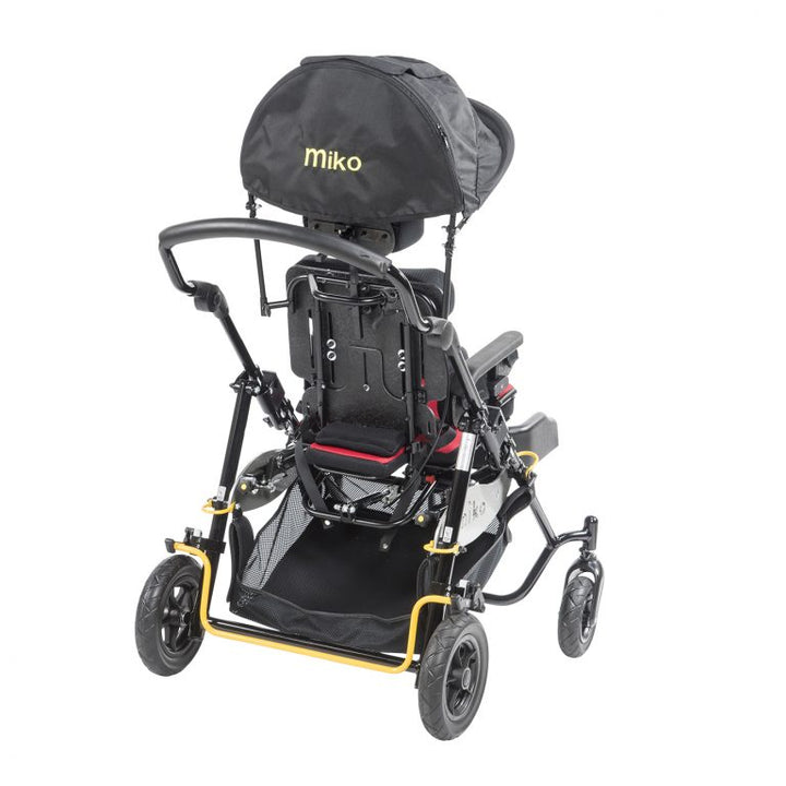 Flexi Seating System with adjustable back height, trunk width, and hip support for customized fit.