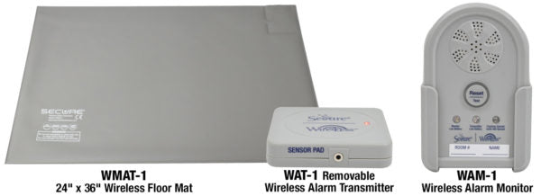 Wireless floor mat and transmitter with alarm monitor