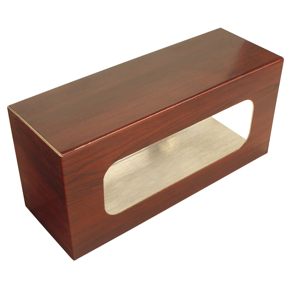 Wood Vinyl Single Glove Box Holder for Medical Carts, standalone view