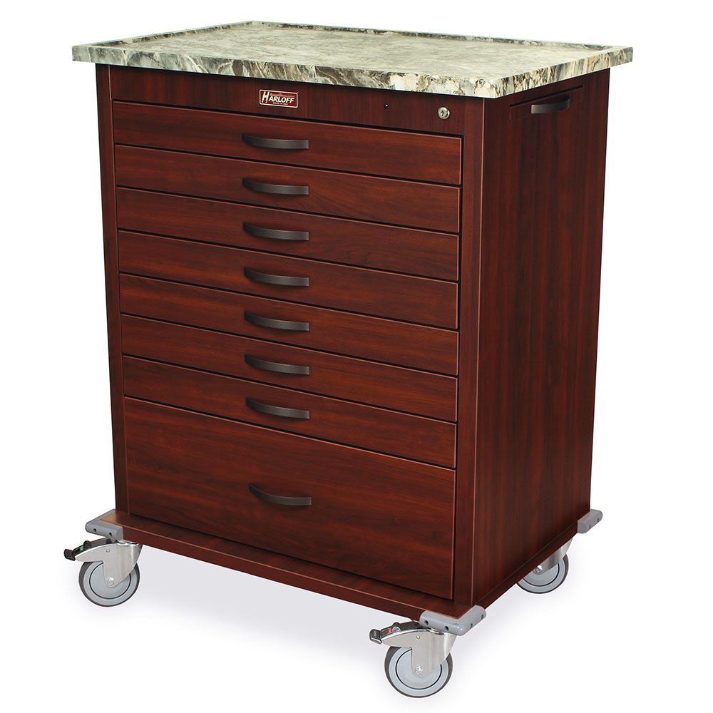 Harloff WV294BOX Wood Vinyl Aluminum Unit Dose Medication Cart front view